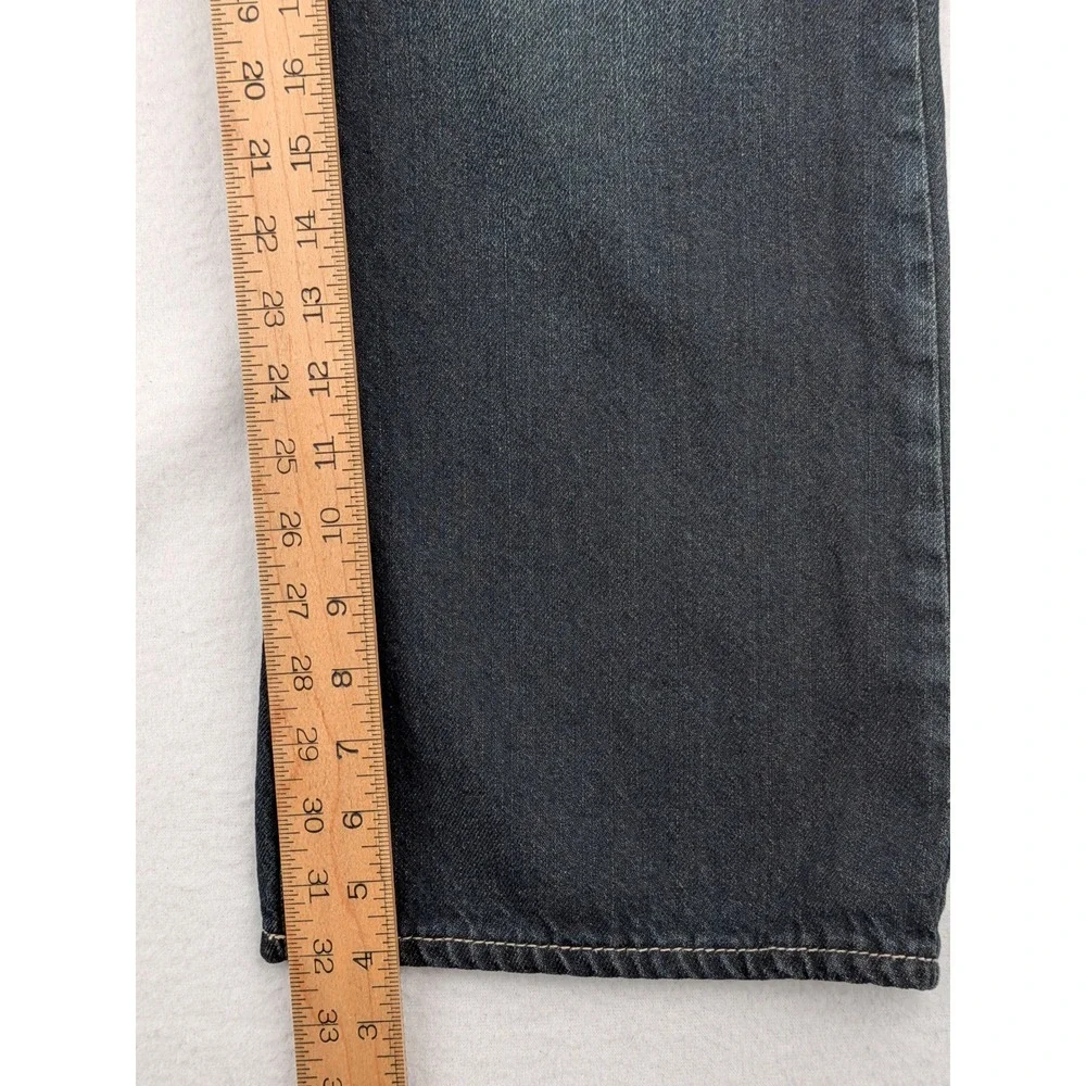 Y2K Unionbay Mens 36x32 Bootcut Jeans Dark Wash Faded Embroidered Pockets